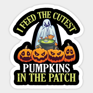 Ghost Gold I Feed The Cutest Pumpkins In The Patch Halloween Sticker